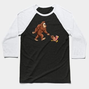 Funny Bigfoot Sasquatch Walking A Turkey Baseball T-Shirt